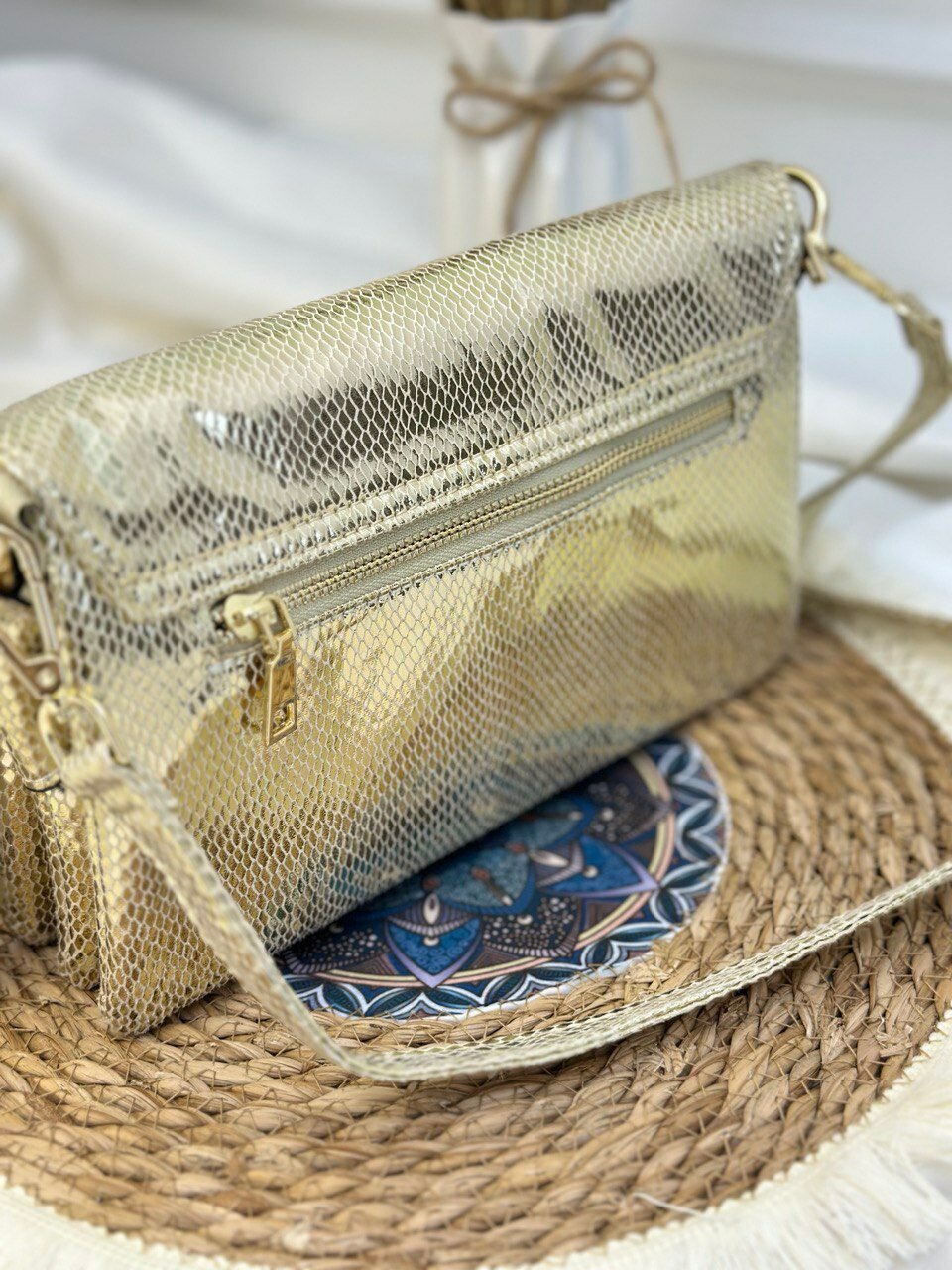 Сумка клатч  sumka lux, фактура матовая, золотистый — фото 1