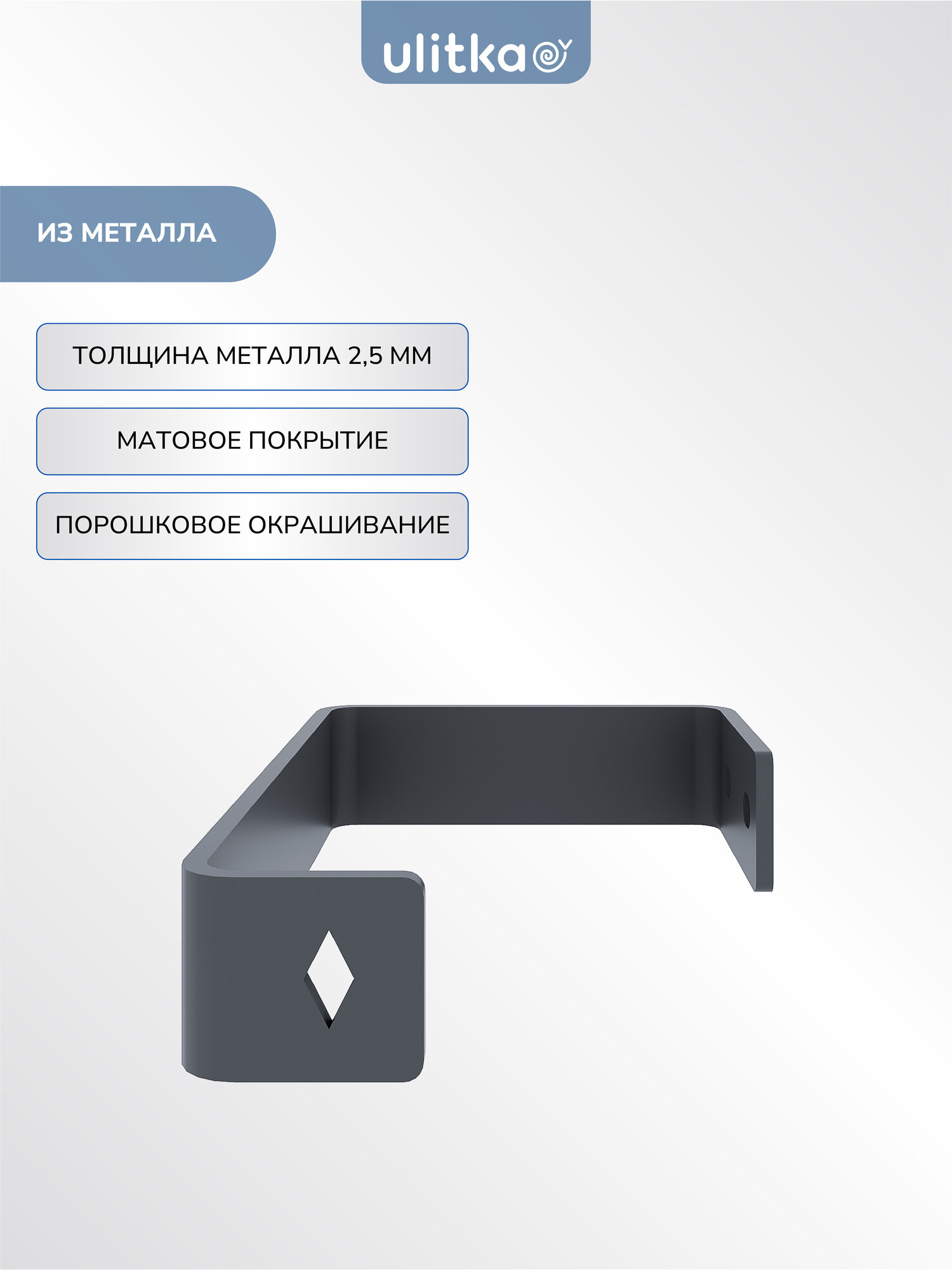 Держатель для туалетной бумаги настенный Ulitka Scandi 120х70 мм. металл, цвет черный — фото 1
