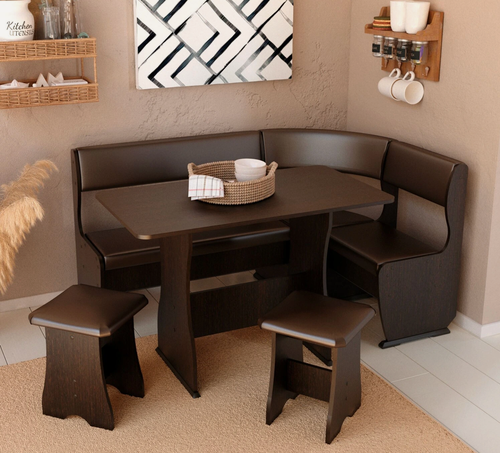 Изображение товара Кухонный уголок Тип 1 венге/шоколад Андрей-2 (ШхВхГ) 1530x850x1050