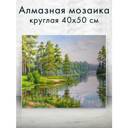 алмазная мозаика лесная река 45x28 см Алмазная мозаика (круг) Лесная река 40х50 см