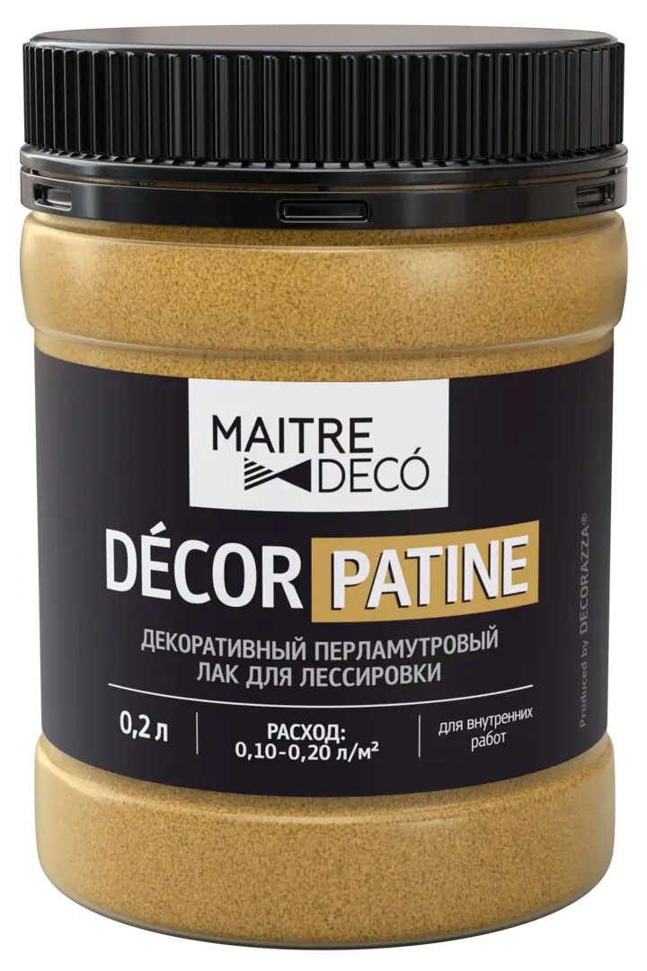 Лак перламутровый Maitre Deco Décor Патина 0.2 л цвет золотой
