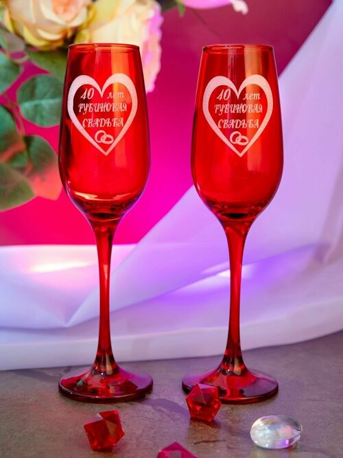 Рубиновая свадьба фужеры для шампанского
