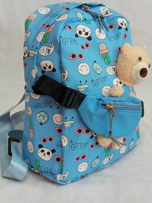 Рюкзак дошкольный с игрушкой голубой, для девочек и мальчиков