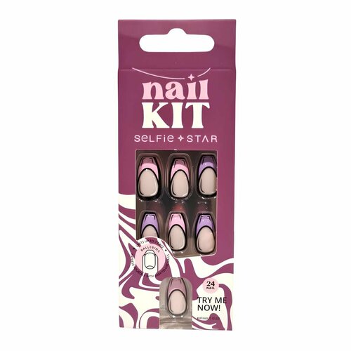 Набор накладных ногтей без клея Комикс дизайн, короткая длина Selfie Star Nails kit without glue Comic nails, short length SSNK6382, 24 шт