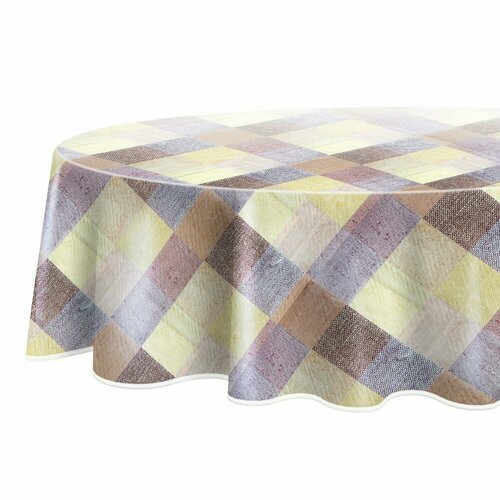 Скатерть с бейкой Бежевые квадраты 130 см 1280₽