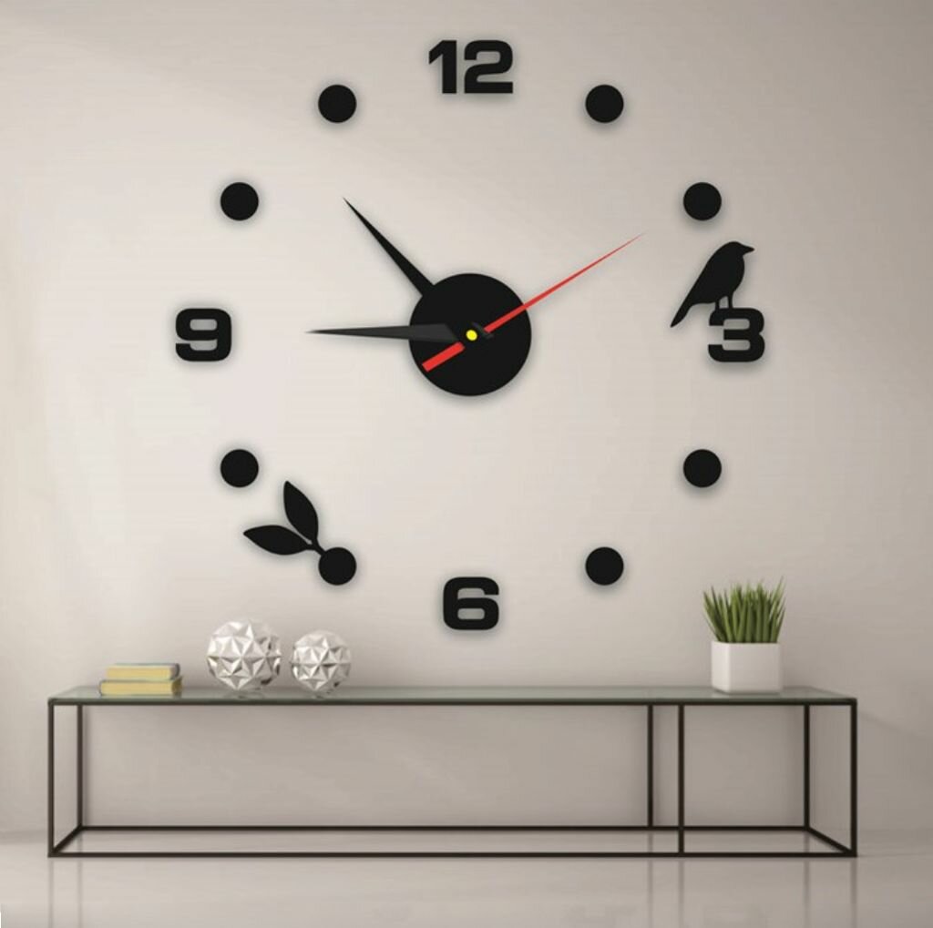 фото Часы настенные самоклеящиеся бесшумные интерьерные c эффектом 3D "GLAMO"