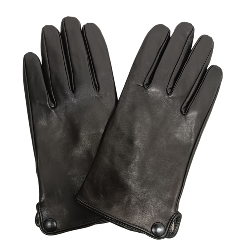 Перчатки мужские кожа натуральная, подкладка шерсть, размер 11, черные