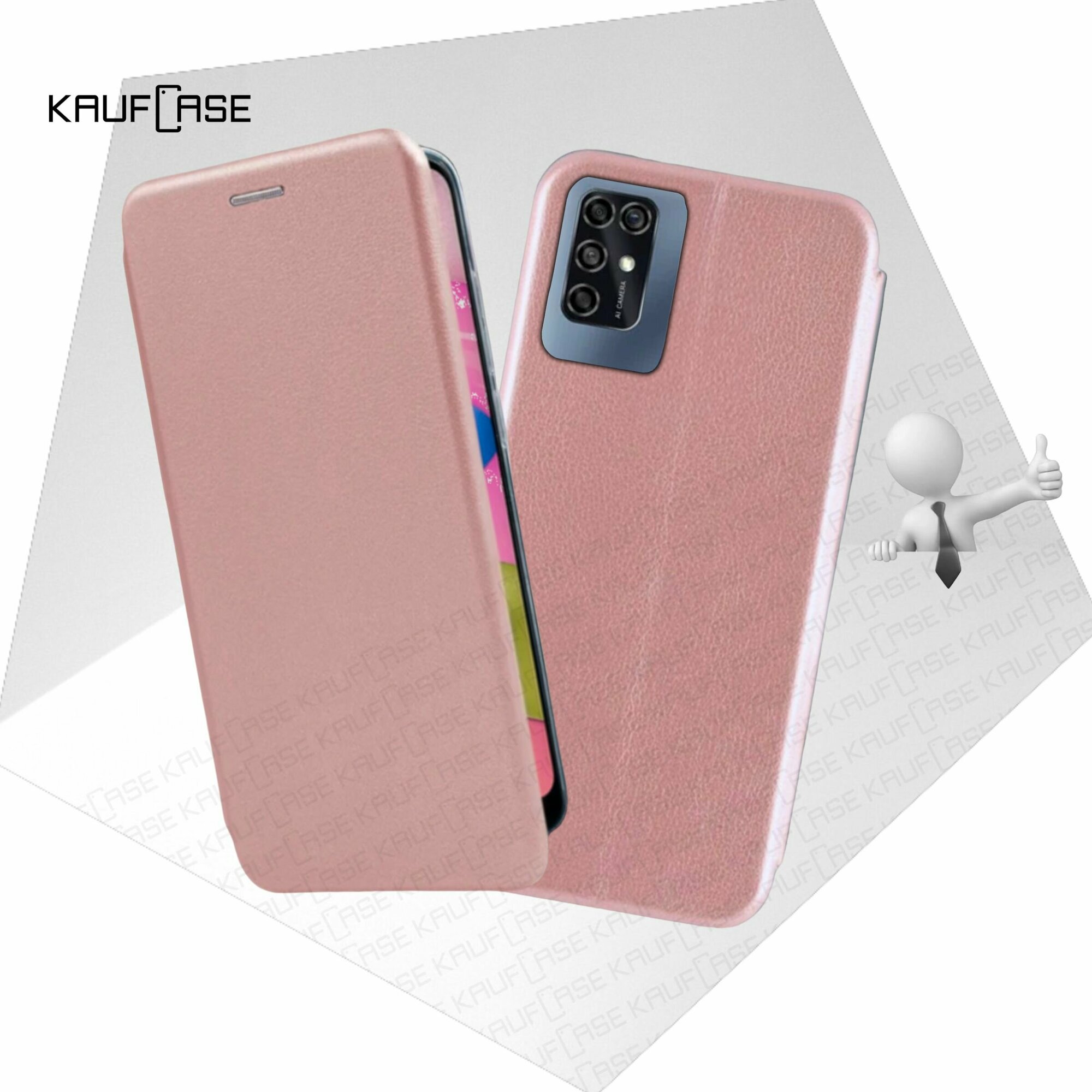 Чехол книжка KaufCase для телефона ZTE Blade V2020 Smart /Blade V30 Vita (6.82"), розовое золото. Трансфомер
