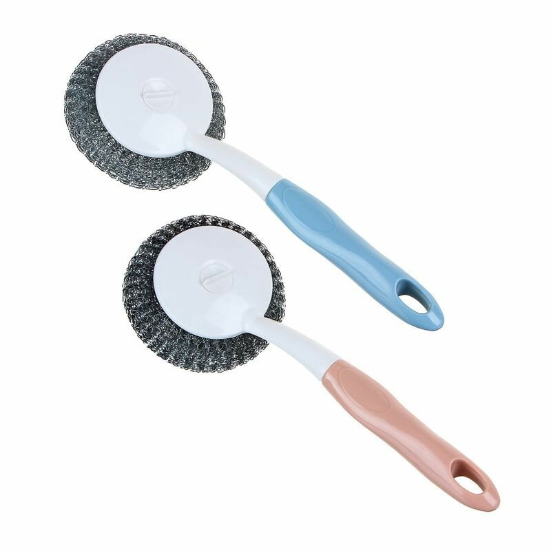 фото Губка металлическая для мытья посуды с ручкой, пластик, 25,5x9,5x6,5см VETTA (цвет в ассортименте)