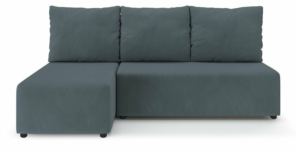 Угловой диван-кровать PUSHE раскладной Каир Lux, левый угол, велюр, серый Balance 996