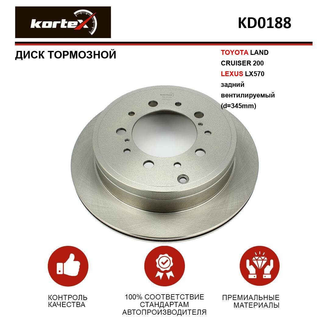 Тормозной диск Kortex для Toyota Land Cruiser 200 / Lexus LX570 зад. вент.(d-345mm) OEM 4243160290 92198503 DDF1799 DF4965S KD0188