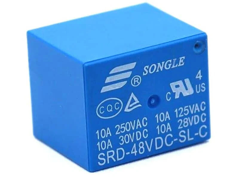 Реле SRD-48VDC-SL-C, 48 В (DC), 10 А, контакты NO-NC, 1 шт.