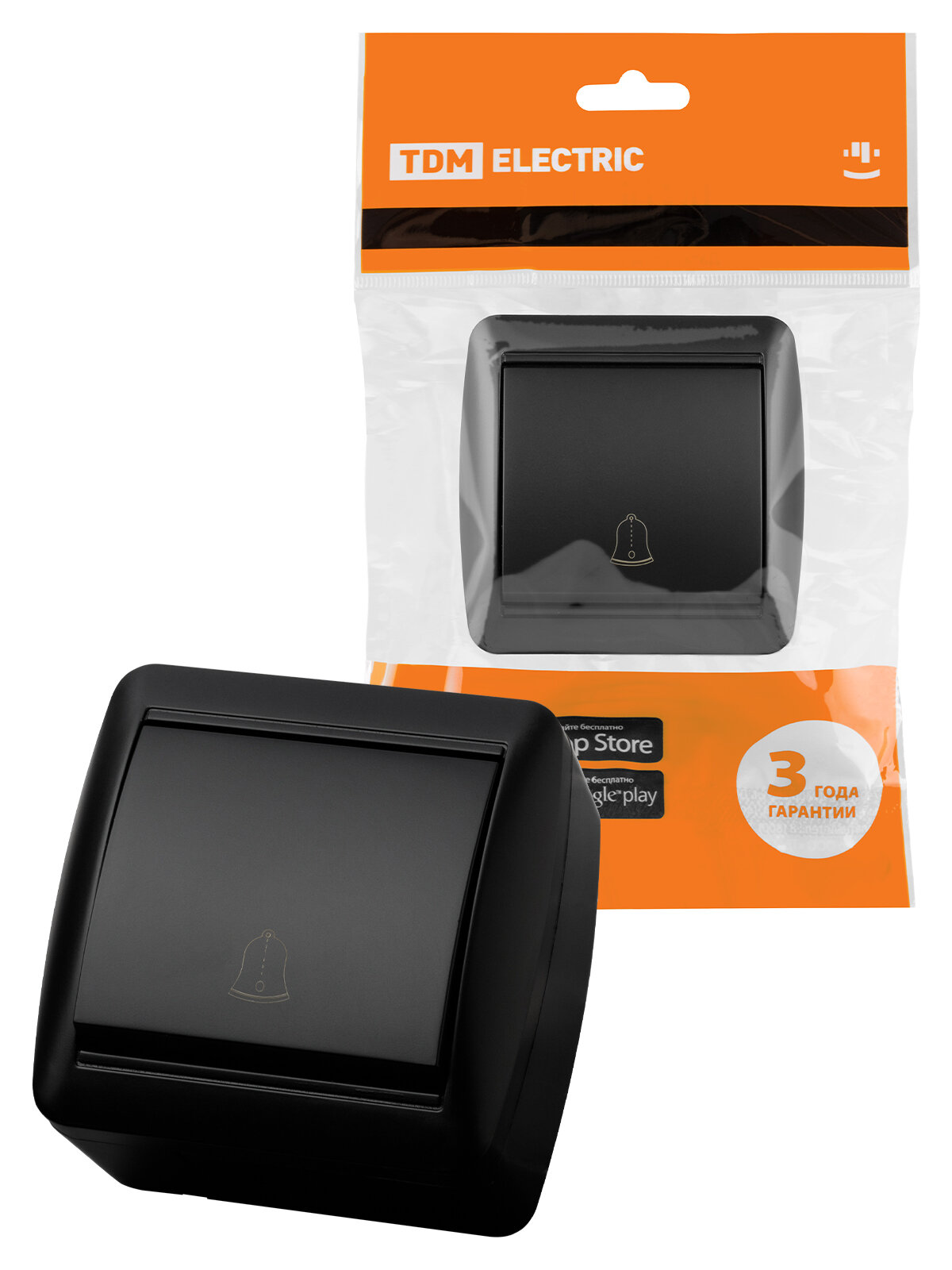 фото Кнопка звонковая открытой установки IP44 6А графит "Селигер" TDM