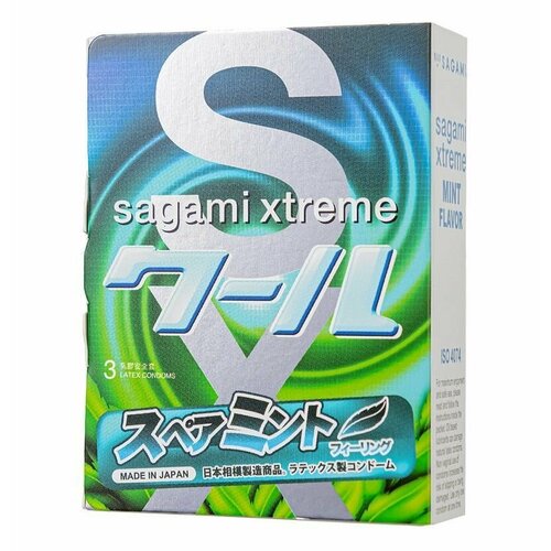 sagami презервативы xtreme mint с ароматом мяты 10 шт Презервативы Sagami Xtreme Mint с ароматом мяты - 3 шт.