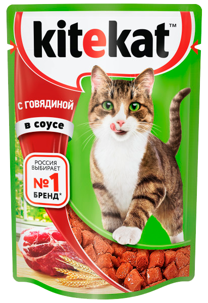 Kitekat влаж. корм пауч Говяжий в соусе по домашнему 85г