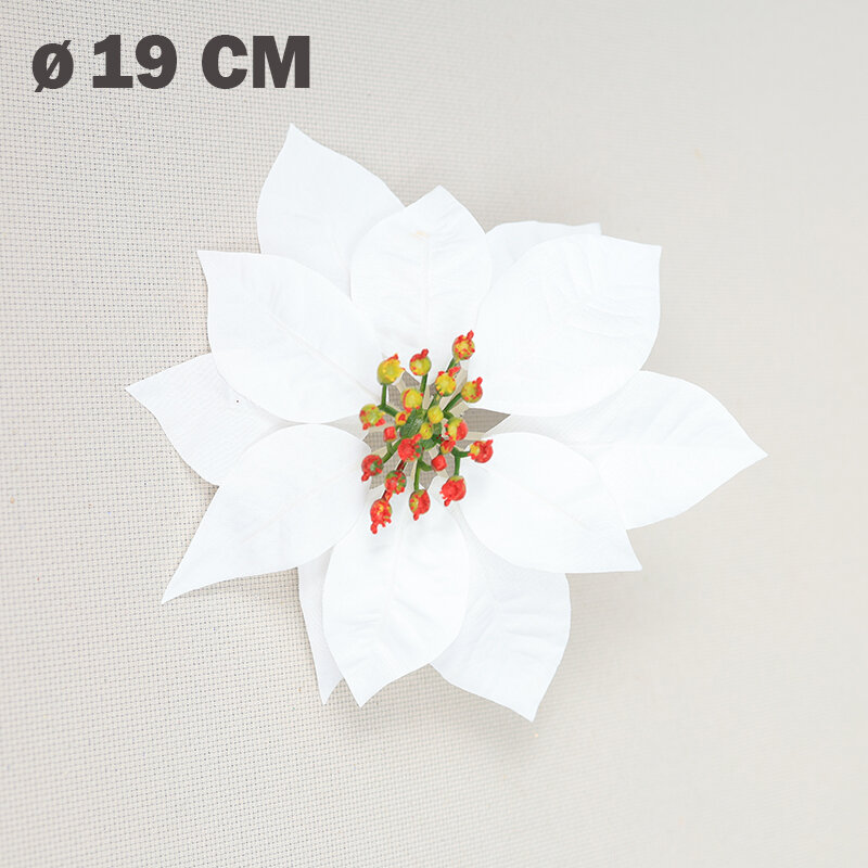 Цветок искусственный декоративный новогодний, d 19 см, цвет белый