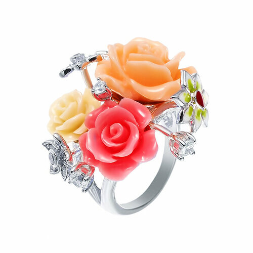 фото Кольцо element47, серебро, 925 проба, фианит, размер 17