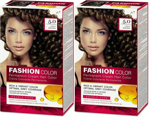 Rubella Стойкая крем-краска для волос Fashion Color 5.0 Светло-коричневый, 50 мл, 2шт