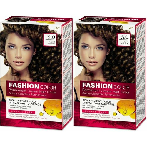 Rubella Стойкая крем-краска для волос Fashion Color 5.0 Светло-коричневый, 50 мл, 2шт