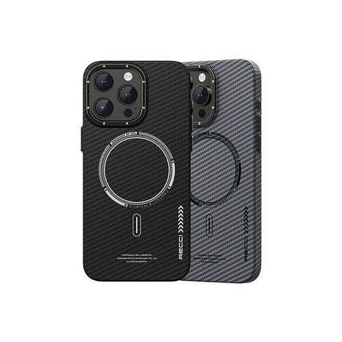 Чехол RECCI Machinists Magnetic Carbon Slim Series for iPhone 15 Plus 6.7" - (Gray)