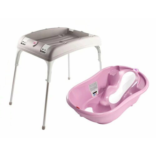 фото Комплект ванночка ok baby onda evolution розовый 14+подставка cavalletto okbaby