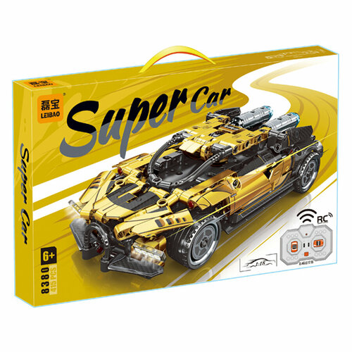 Конструктор Technic: Super Car / гоночная машина на радиоуправлении / масштаб 1:18 / 415 дет, золотой