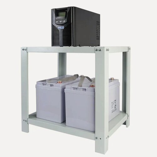 Изображение товара Металлический двухъярусный стеллаж для ИБП и АКБ (допустимый вес на стеллаж 200 кг) RUCELF SAB-2-400х500