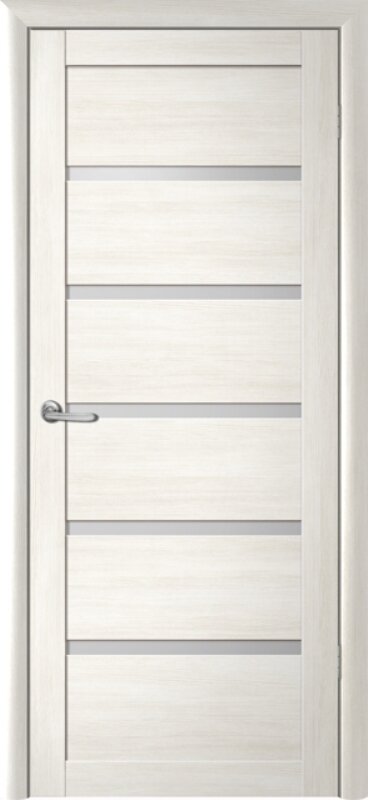 Межкомнатная дверь (дверное полотно) Albero Вена Эко-Шпон / Белый кипарис / Стекло мателюкс 70х200