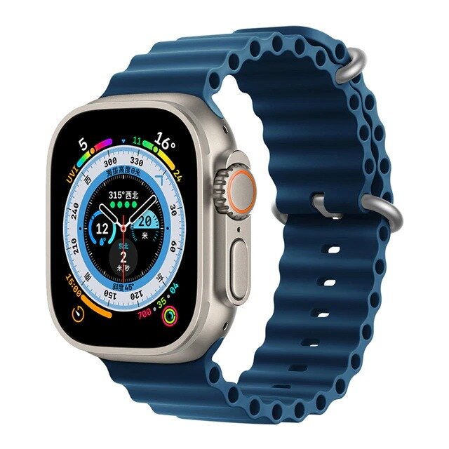 фото Ремешок силиконовый Ocean Band для Apple Watch 42/44/45/49 мм, 215мм, на застежка, молочный (13)