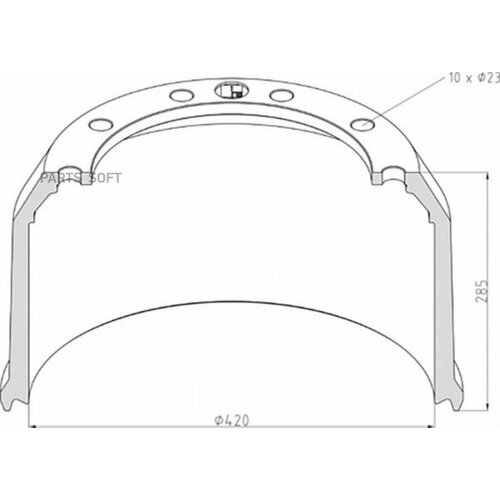 046.424-00a_торм. Барабан !420х200 H=284 D=290/335 N10x23 Bpw Hs/Hz Eco Maxx PE Automotive арт. 04642400A