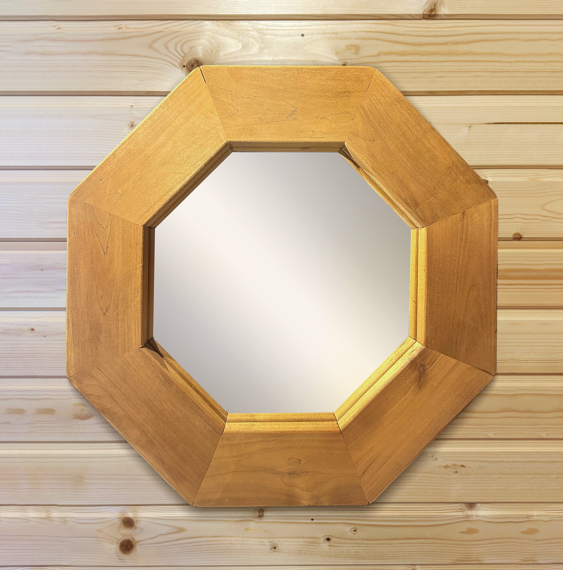 фото Зеркало настенное интерьерное "Гранд8" деревянное для дома и дачи, для бани и сауны, липа