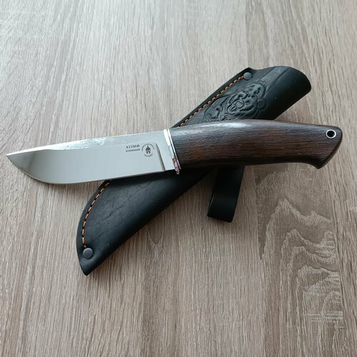 фото Нож разделочный шкуросъемный, с элементами ковки сталь х12мф кованая 61-62 hrc, с чехлом ратник