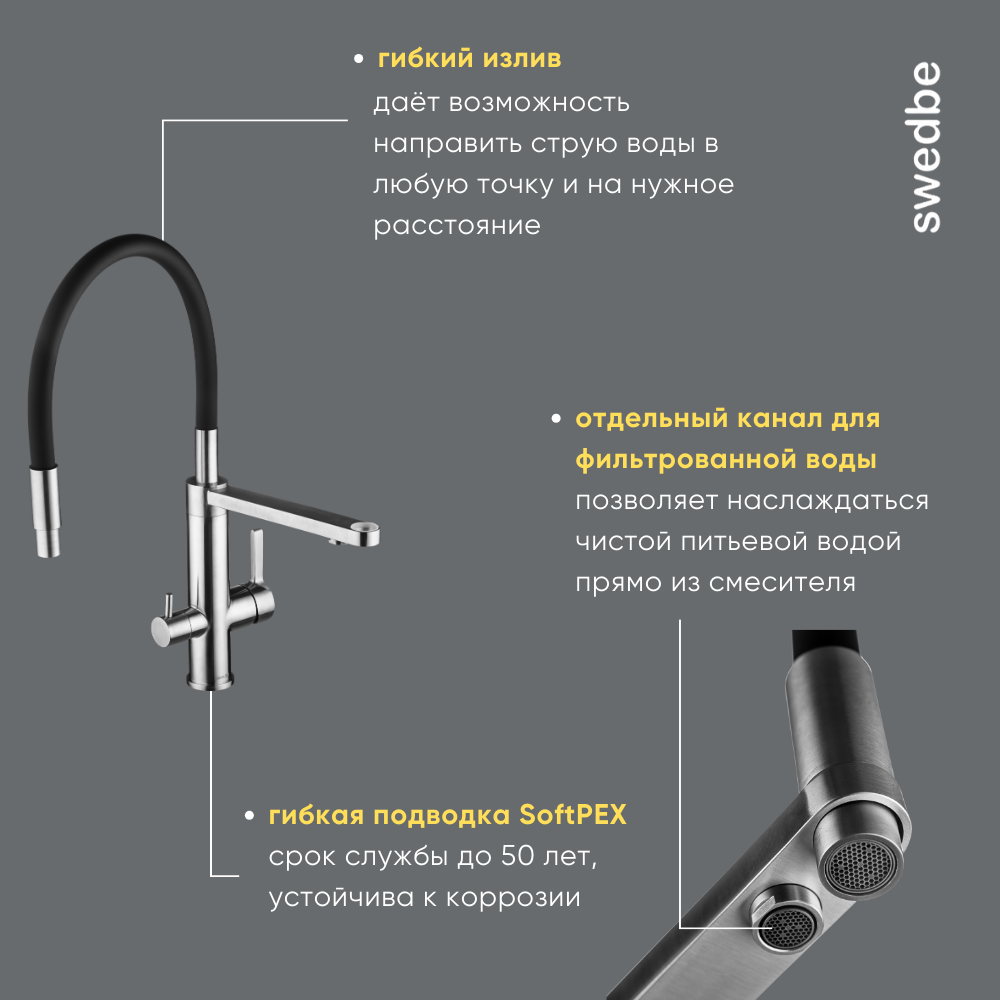 Смеситель для кухни Swedbe - фото №15