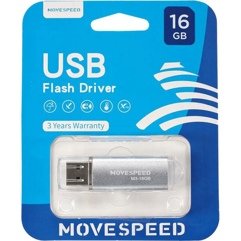 USB2.0 16GB Move Speed M3 серебро Move Speed 16GB M3 (M3-16G) - фото №6