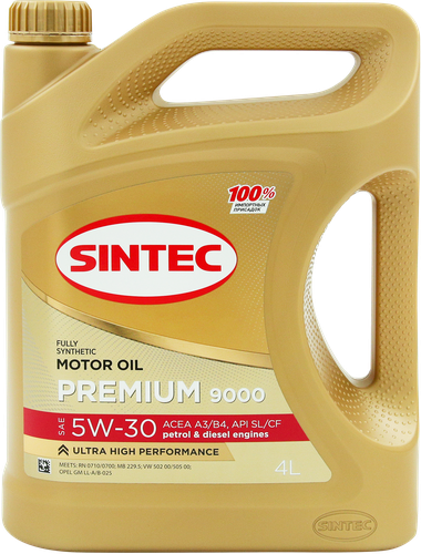 Масло моторное SINTEC Premium 9000 5W–30 A3/B4, 4л