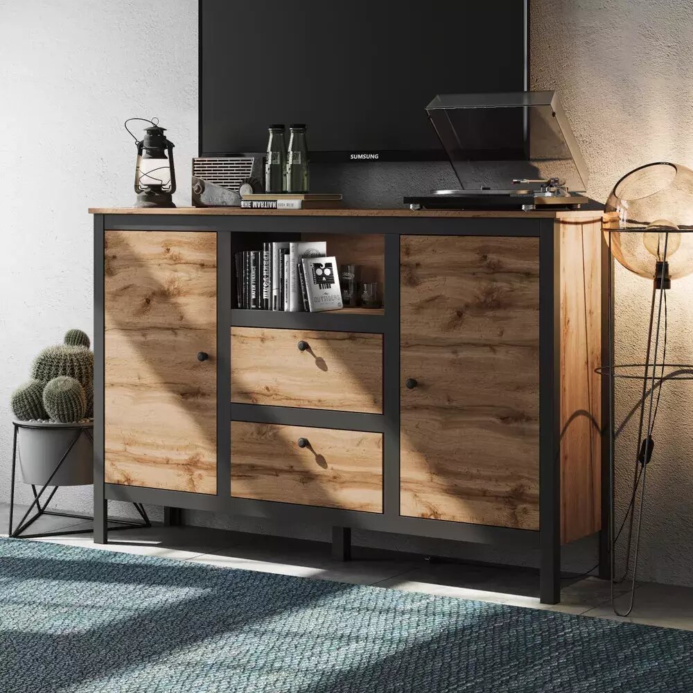 фото Комод коллекции Лофт дуб вотан/черный