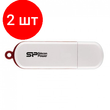 Комплект 2 штук, Флеш-память Silicon Power LuxMini 320, 8Gb, USB 2.0, бел, SP008GBUF2320V1W