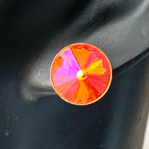 фото Серьги пусеты , кристаллы swarovski, размер/диаметр 12 мм., оранжевый my lollipop