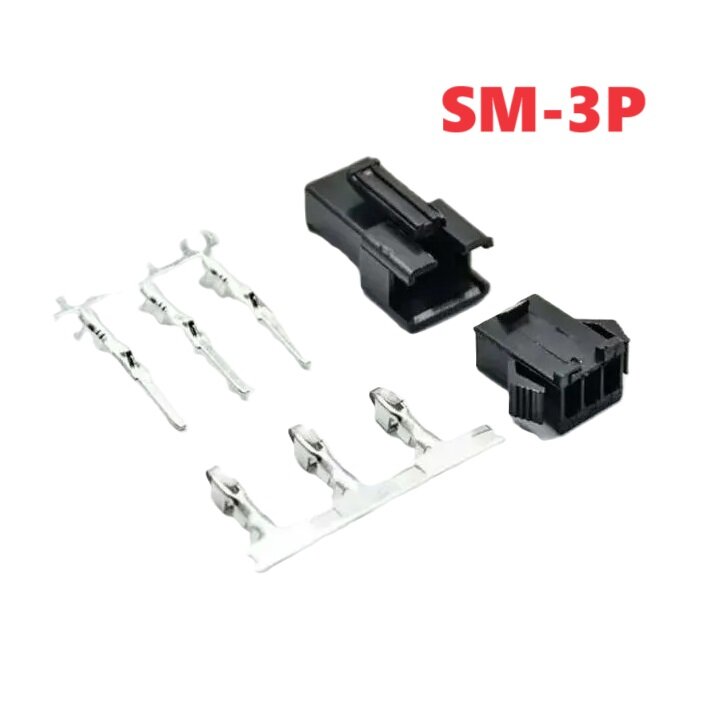 Разъём SM-3P СМ-3Р YP 3-контактный (папа-мама) SM2.5-3P черный коннектор JST SM без проводов JST SM2.54 для зарядки адаптер