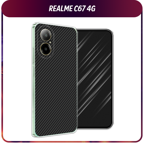 Силиконовый чехол на Realme C67 4G / Реалми C67 4G Черный карбон силиконовый чехол на realme c67 4g реалми c67 4g modern david