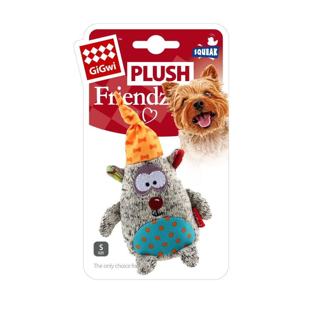 Игрушка для собак GIGWI Plush Friendz Мишка с пищалкой, разноцветный (15 см)