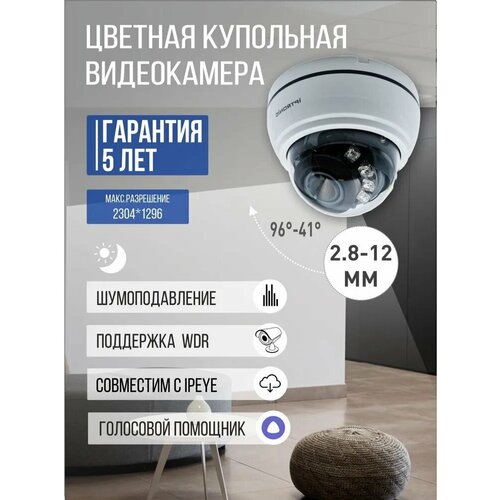 купольная видеокамера iptronic ipt qhd720dp 2 8 12 Купольная IP-видеокамера IPTRONIC IPT-IPL720DP(2,8-12)P