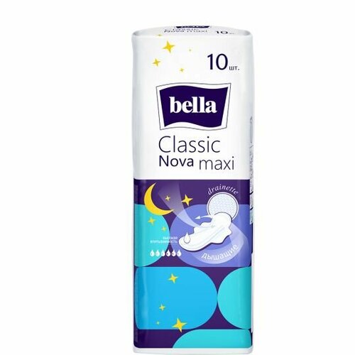 Прокладки женские гигиенические Bella Classic Nova Maxi Drainette (6 капель), 10 шт.