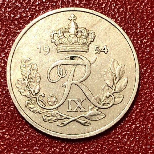 Монета Дания 25 эре 1954 год Король Фредерик IX # 5-12 монета дания 25 эре 1946 год король кристиан x 6 4
