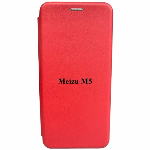 Чехол-книжка на Meizu M5, красный, откидной с подставкой, кейс с магнитом и отделением для карт чехол книжка на realme 8i серый откидной с подставкой кейс с магнитом и отделением для карт