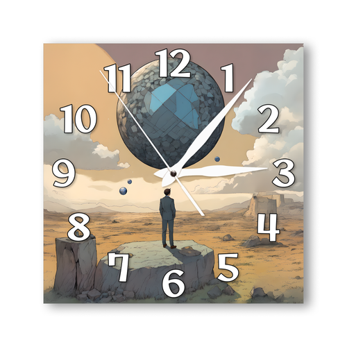 Деревянные настенные часы с УФ принтом 28см, бесшумные кварцевые интерьерные часы без стекла, открытые стрелки, космический пейзаж