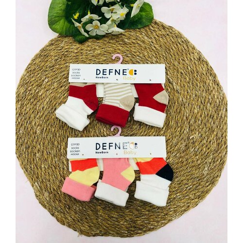 фото Носки defne baby 3 пары, размер 0-6 месяцев, красный