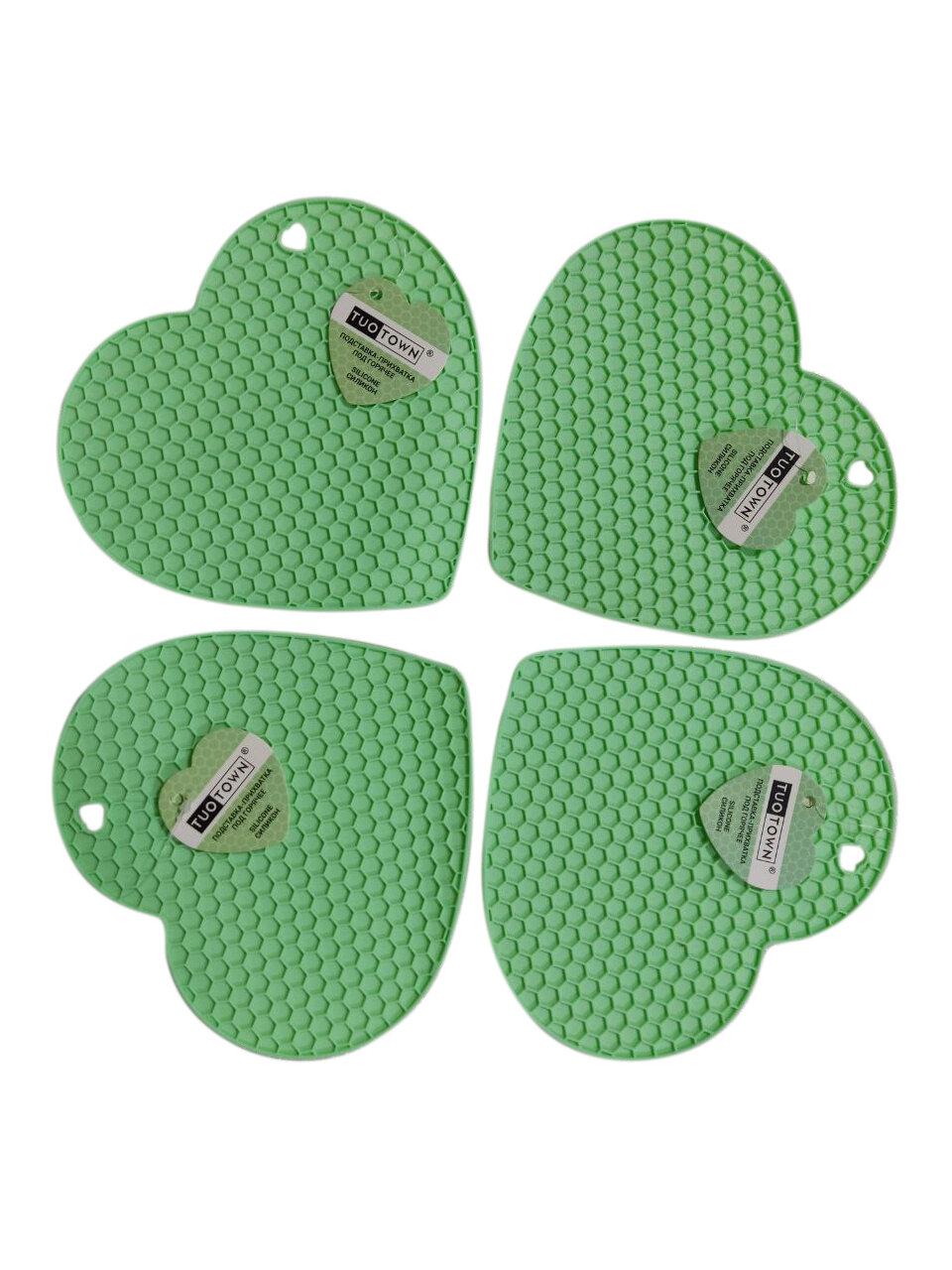 фото Кухонный набор прихватка-подставка силиконовая жёлтая, 4 шт