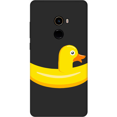 Матовый Soft Touch силиконовый чехол на Xiaomi Mi Mix 2, Сяоми Ми Микс 2 с 3D принтом Duck Swim Ring черный матовый soft touch силиконовый чехол на xiaomi mi play сяоми ми плей с 3d принтом duck swim ring черный