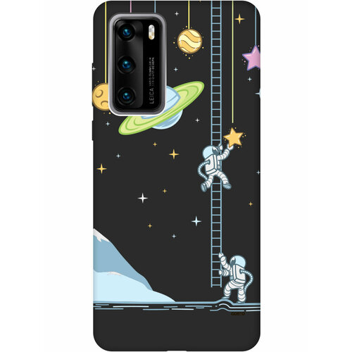 Матовый Soft Touch силиконовый чехол на Huawei P40, Хуавей П40 с 3D принтом Ladder into Space черный матовый soft touch силиконовый чехол на huawei p30 хуавей п30 с 3d принтом ladder into space черный